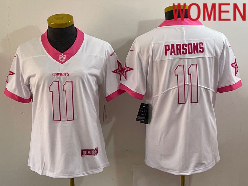 Women Dallas Cowboys #11 Parsons White 2023 Nike Vapor Limited NFL Jersey style->youth nfl jersey->Youth Jersey